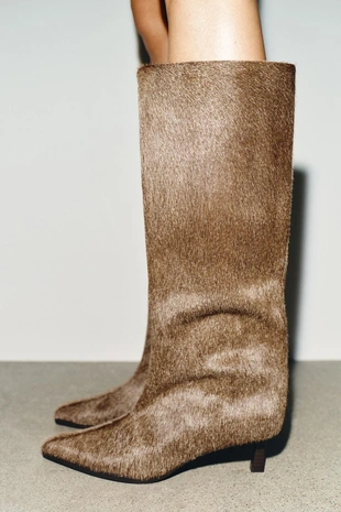 Кожаные ботильоны на каблуке котенка- Заказать в России