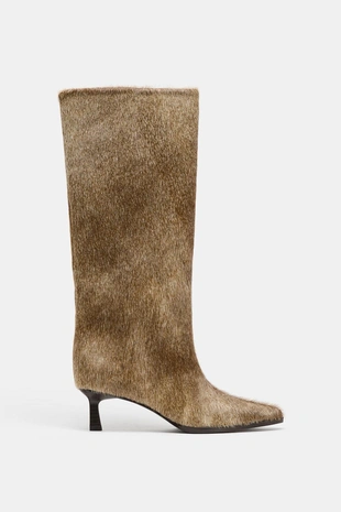 Кожаные ботильоны на каблуке котенка- Заказать в России