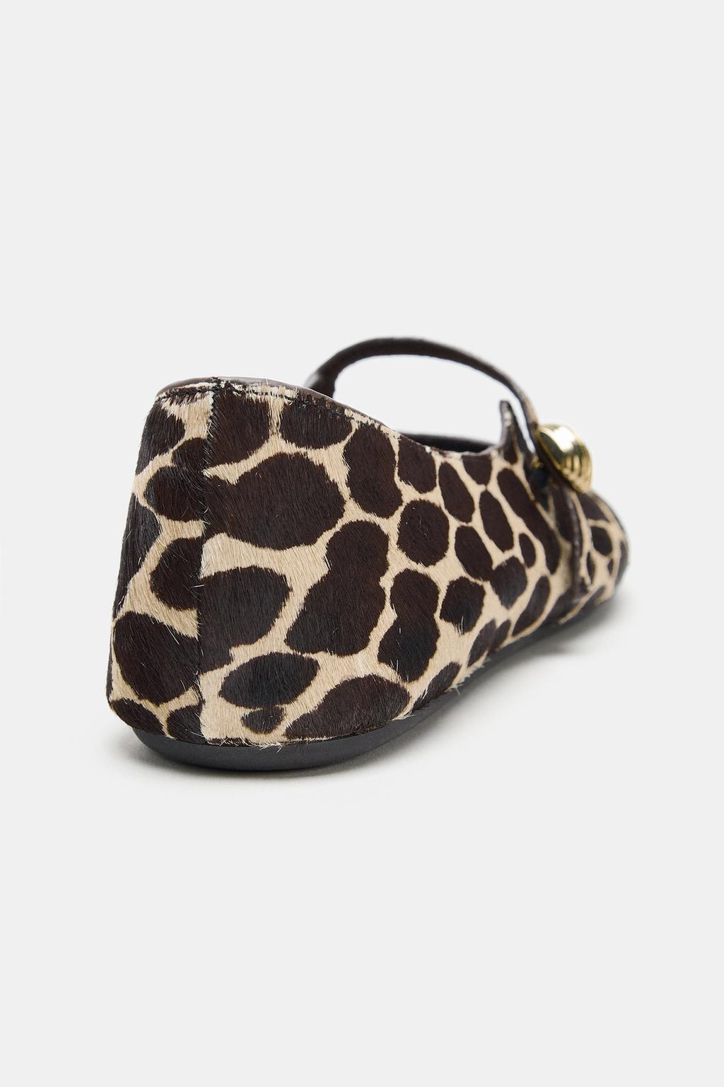 Туфли балетки из кожи с принтом