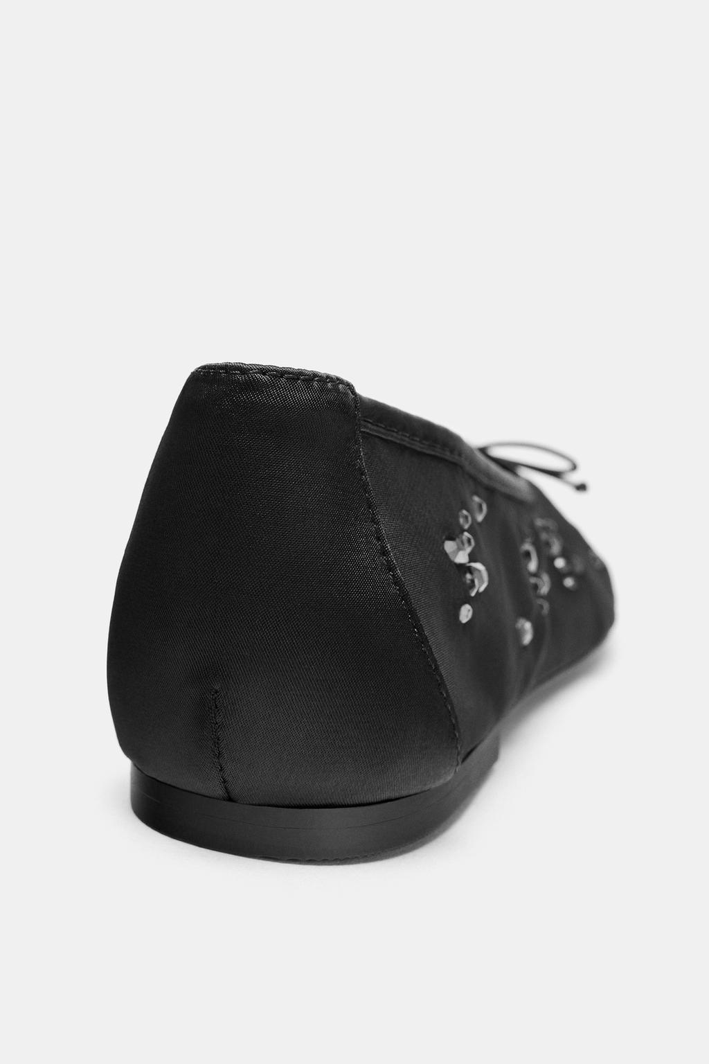 БАЛЕТКИ ИЗ СЕТЧАТОЙ ТКАНИ С БЛЕСКОМ