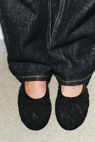 Балетки из сетчатой ткани с блеском- Заказать в России