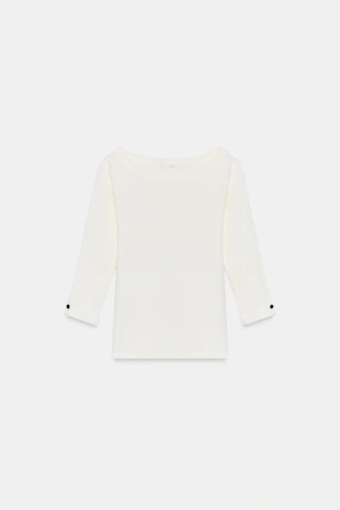 Футболка в рубчик с пуговицей- Заказать в России