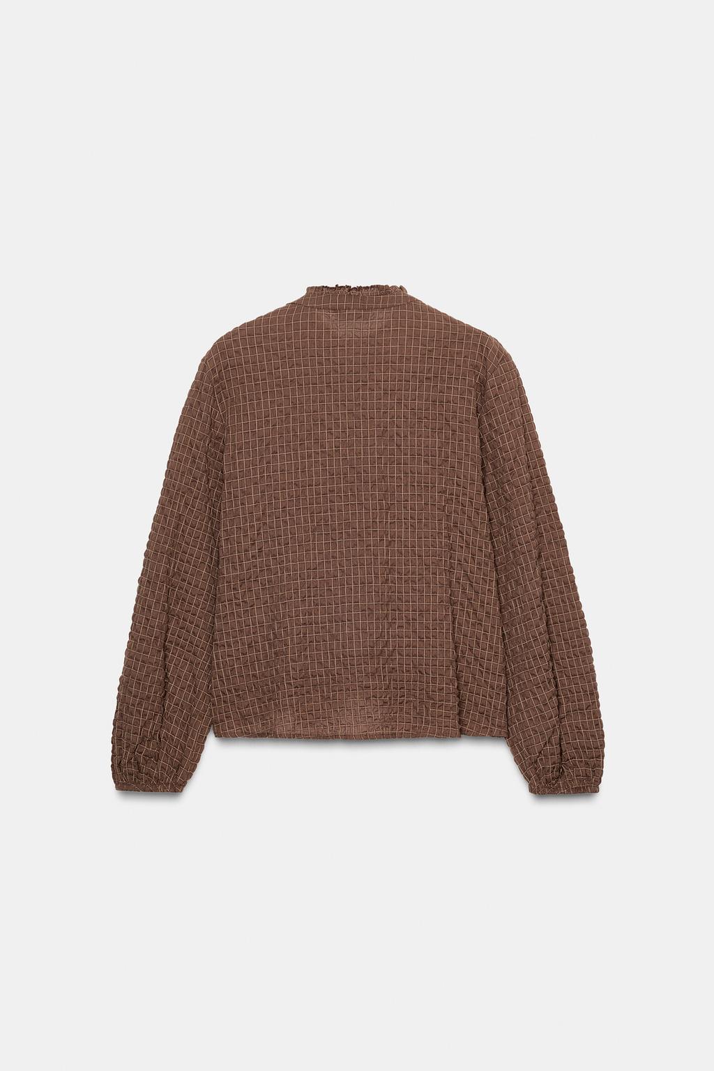 БЛУЗА В КЛЕТКУ С ВОЛАНАМИ