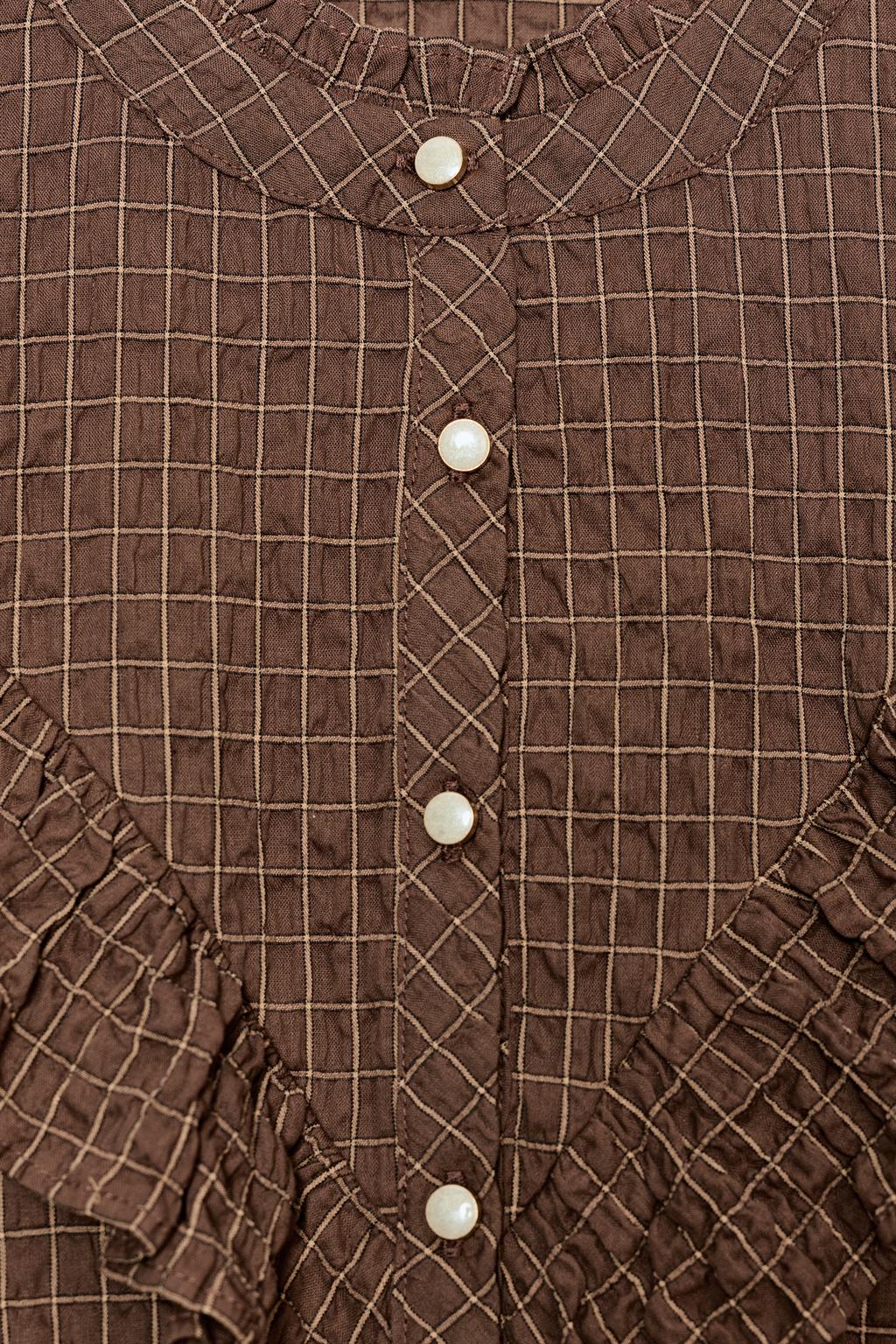 БЛУЗА В КЛЕТКУ С ВОЛАНАМИ