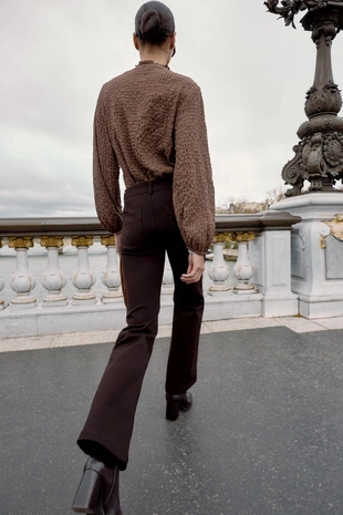 Блуза в клетку с воланами- Заказать в России