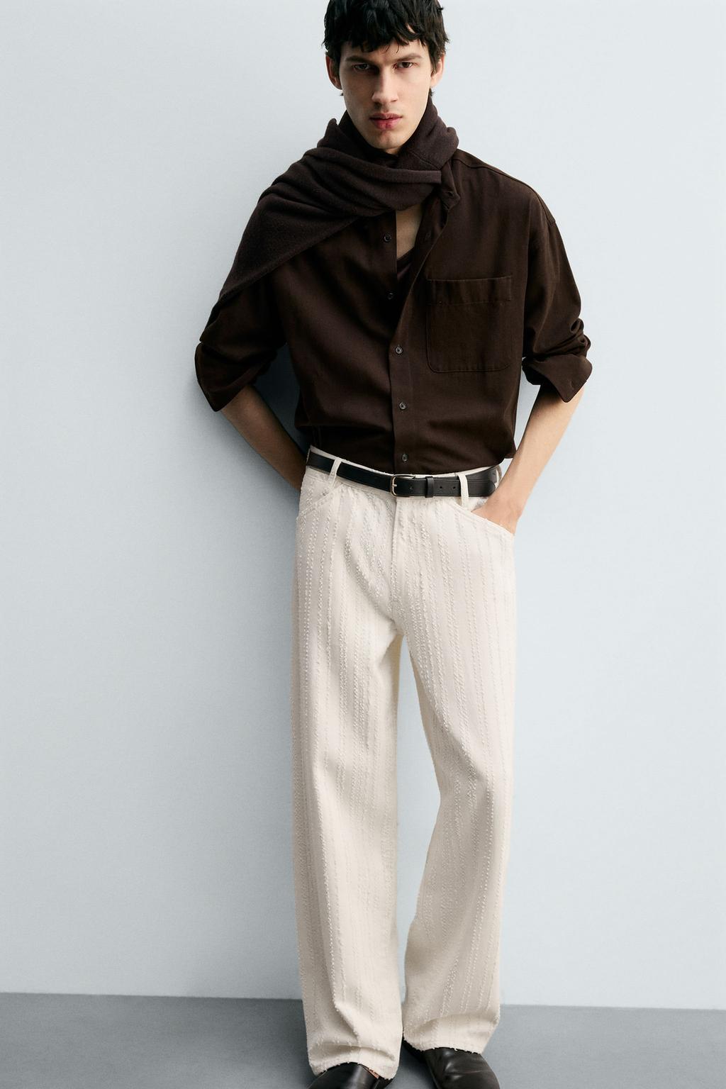 ДЖИНСЫ В ПОЛОСКУ С РЕЛЬЕФНЫМ УЗОРОМ