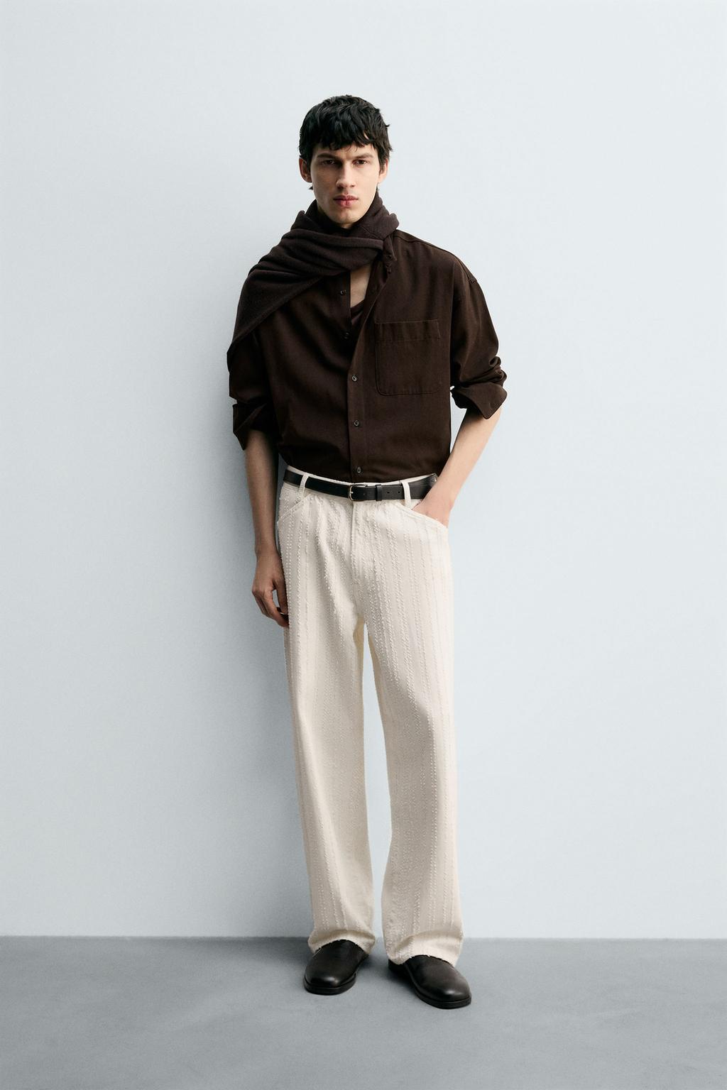 ДЖИНСЫ В ПОЛОСКУ С РЕЛЬЕФНЫМ УЗОРОМ