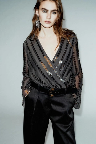 Атласные брюки BARREL с ремнем- Заказать в России