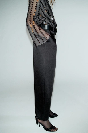 Атласные брюки BARREL с ремнем- Заказать в России