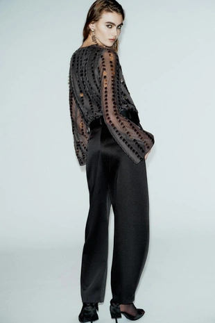 Атласные брюки BARREL с ремнем- Заказать в России