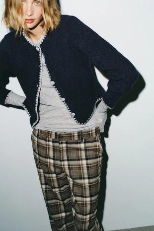 Купить Zara Кардиган с контрастной вышивкой