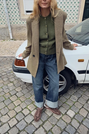 Кардиган с круглыми пуговицами- Заказать в России