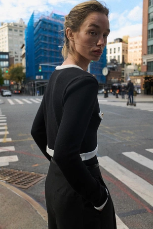 Black / White | 0264/405/084 - Zara Мягкий кардиган с контрастными деталями