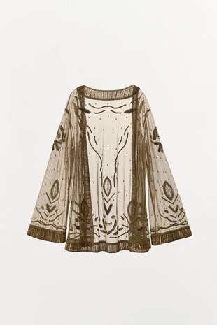 Купить Zara Куртка с вышивкой, бусинами и пайетками