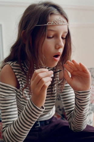 striped | 3198/713/104 - Zara Футболка с воротником-стойкой и вырезами