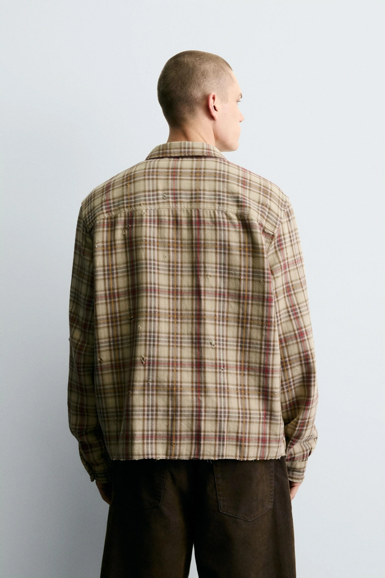 Рубашка в клетку с эффектами потертостей