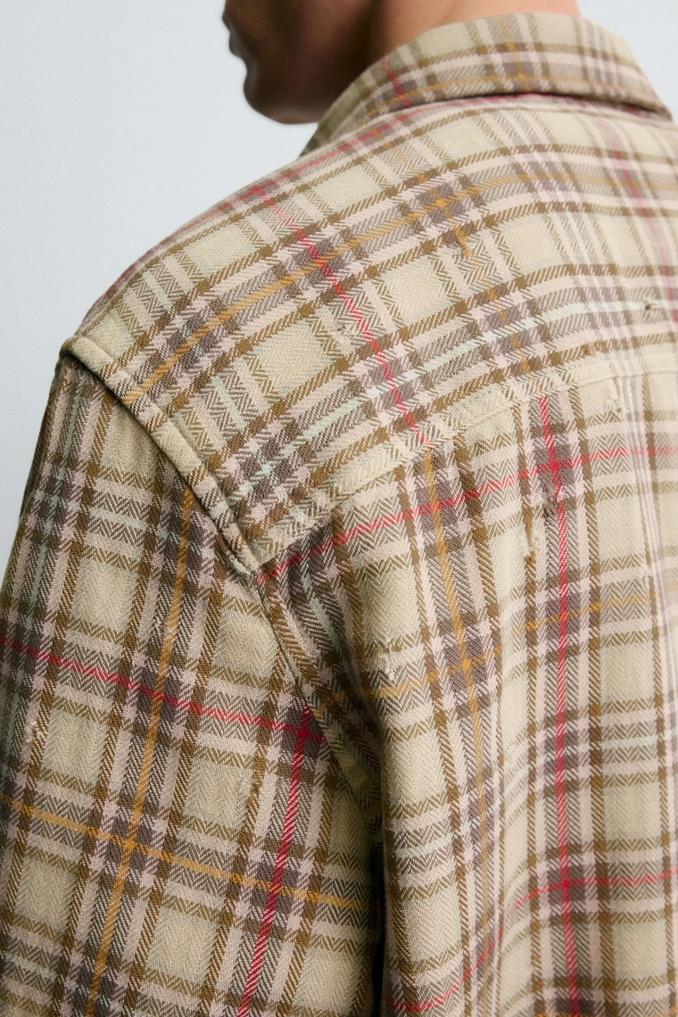 Рубашка в клетку с эффектами потертостей