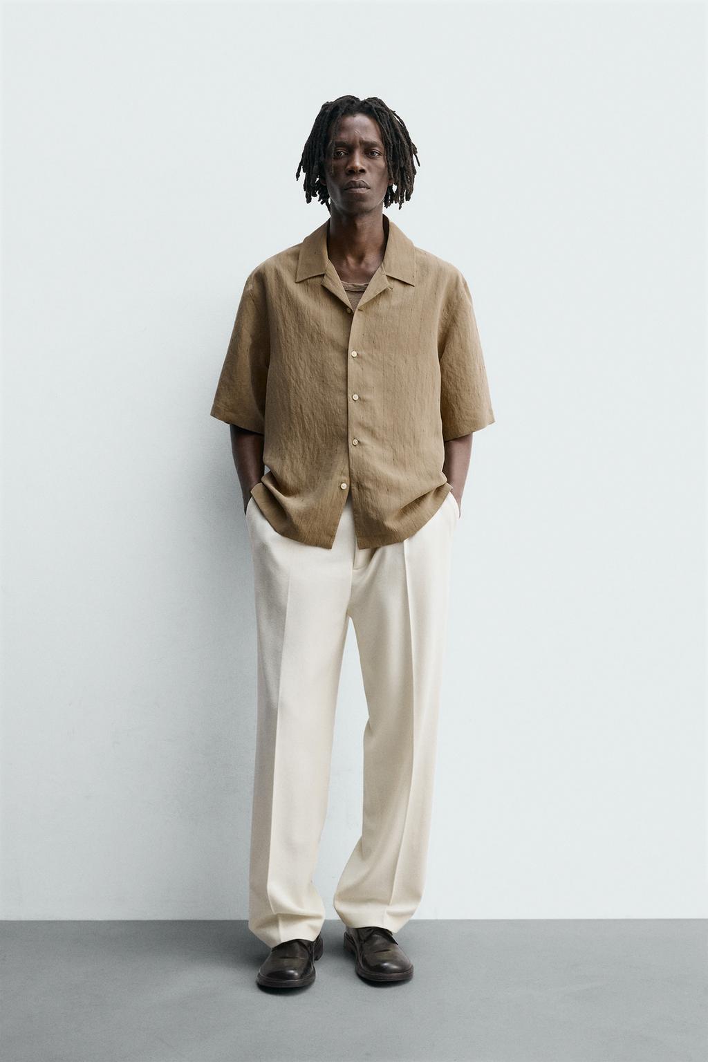 Рубашка в полоску из плавного материала