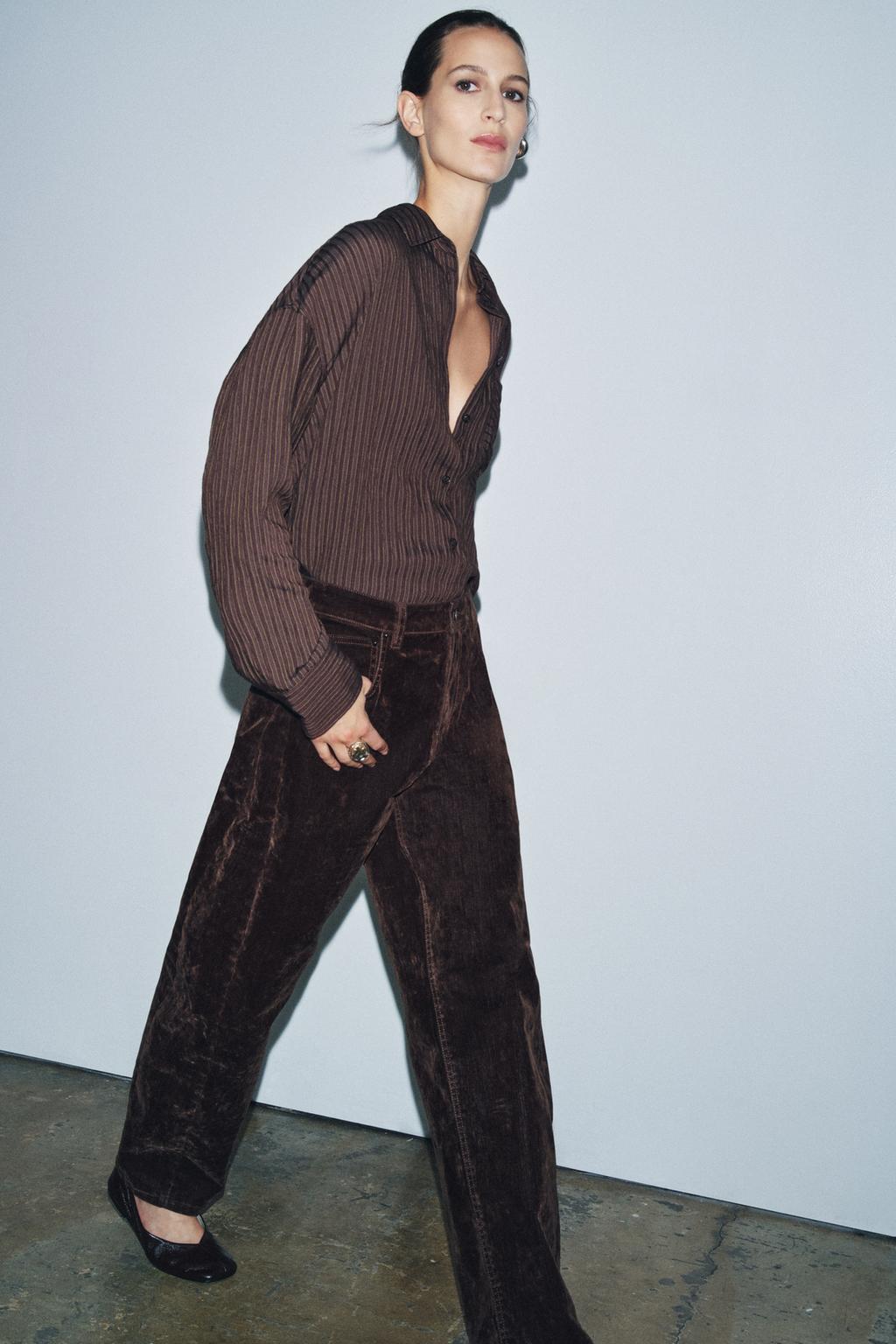 ДЖИНСЫ BALLOON-FIT С ВЫСОКОЙ ПОСАДКОЙ И ФЛОКИРОВАНИЕМ — ZW COLLECTION