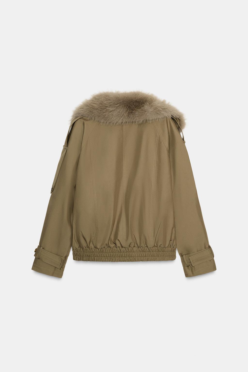 СТЕГАНОЕ ПАЛЬТО С ВОРОТНИКОМ ИЗ ИСКУССТВЕННОГО МЕХА — ZW COLLECTION