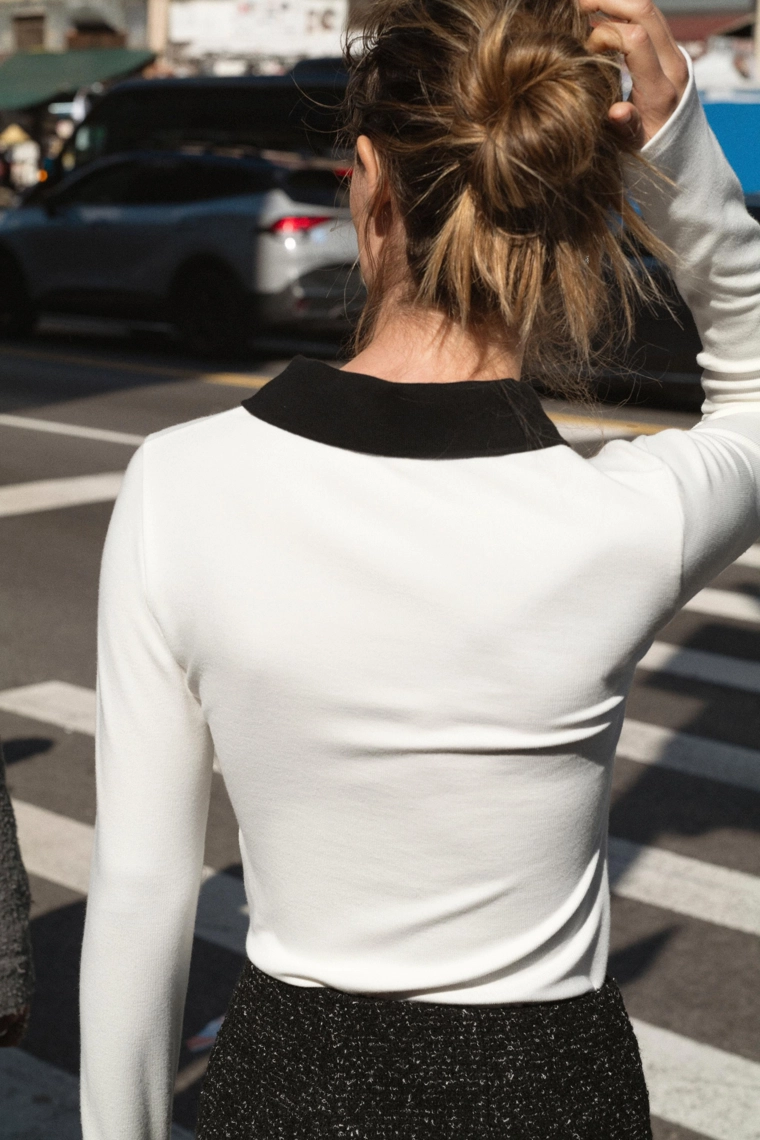 Поло с контрастными рубчиками