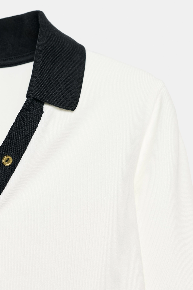 Поло с контрастными рубчиками