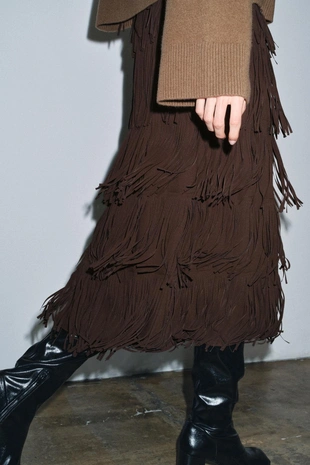 Купить Zara Юбка-карандаш с бахромой — ZW COLLECTION