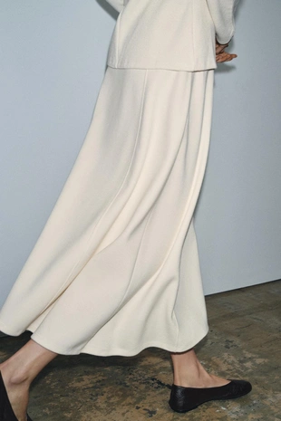Ecru | 1165/961/712 - Zara Длинная юбка из мягкой ткани