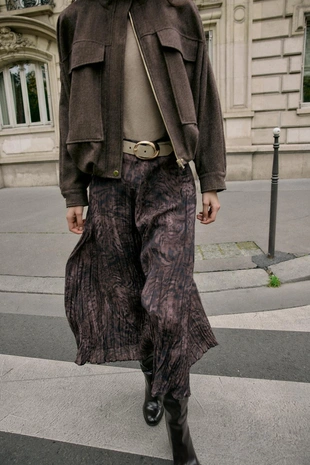 Купить Zara Юбка миди с принтом и ремнем