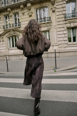 Юбка миди с принтом и ремнем- Заказать в России