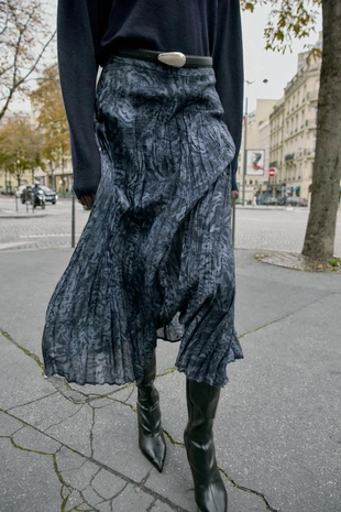 Купить Zara Юбка миди с принтом и ремнем