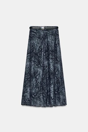 Юбка миди с принтом и ремнем- Заказать в России