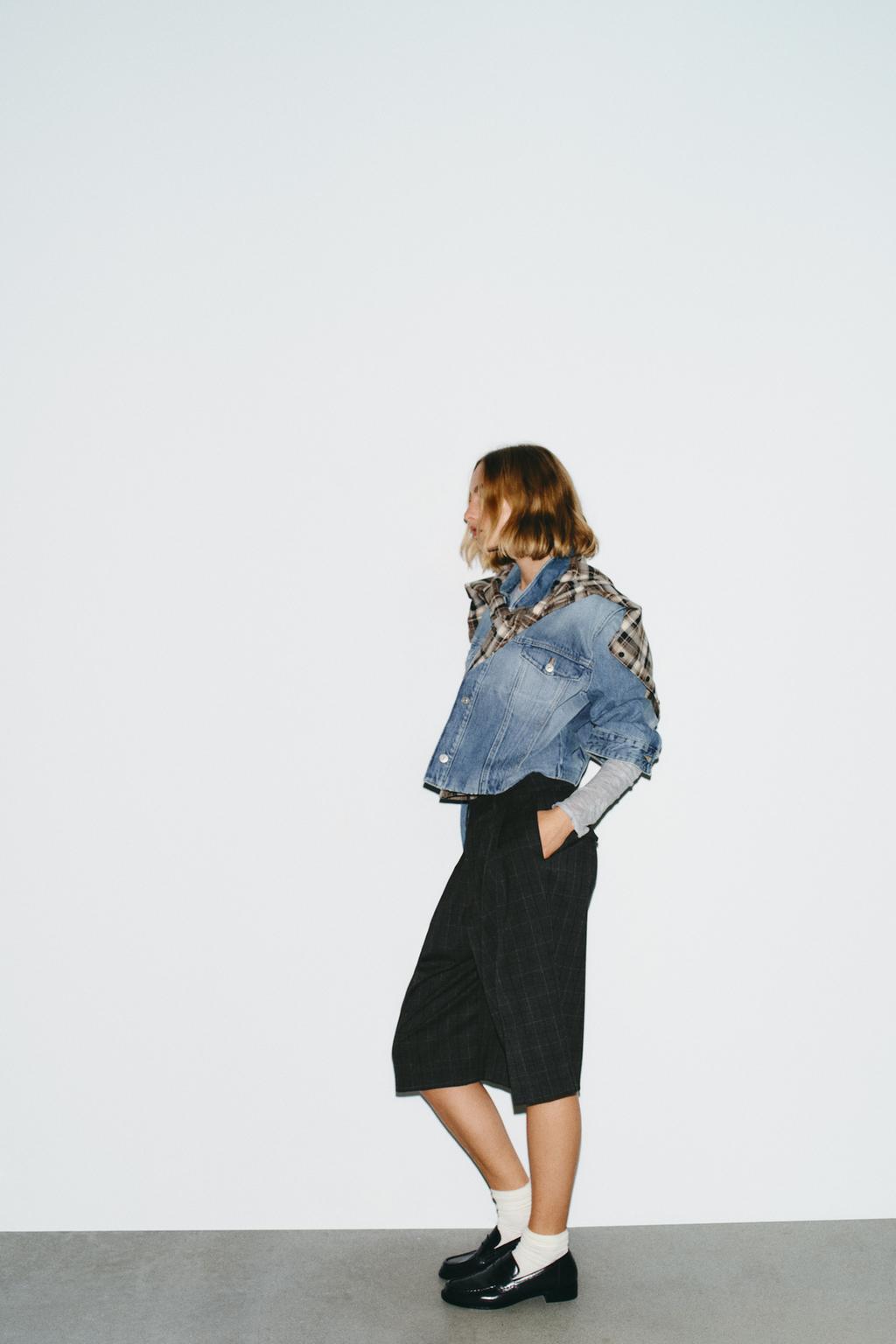 ДЛИННЫЕ ШОРТЫ-БЕРМУДЫ В КЛЕТКУ СО СКЛАДКАМИ