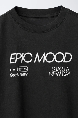 Black | 4456/695/800 - Zara Футболка с надписью