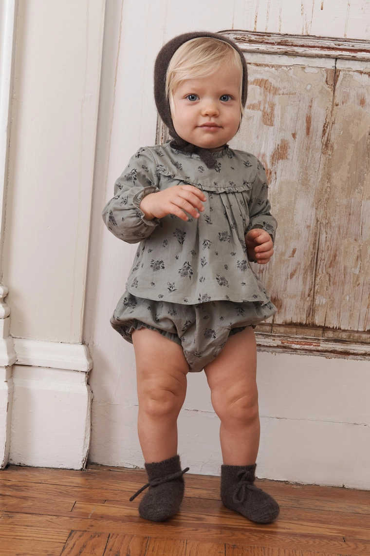 Блузка в цветочный узор с маленькими оборками - лимитированная серия