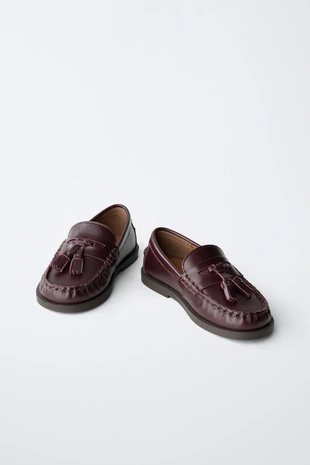 Burgundy Red | 7509/630/624 - Zara Лоферы LIMITED EDITION с кисточкой из кожи