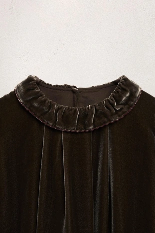 Dark green | 5344/707/529 - Zara Платье из вельвета с шелком, ограниченная коллекция, 6-10 лет