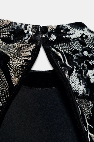 Бархатное платье с вышивкой- Заказать в России