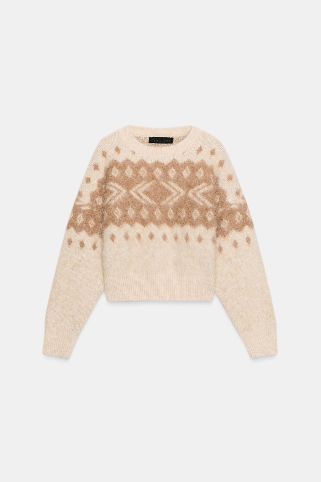 ЖАККАРДОВЫЙ СВИТЕР ИЗ ТРИКОТАЖА С ЭФФЕКТОМ ВОРСА