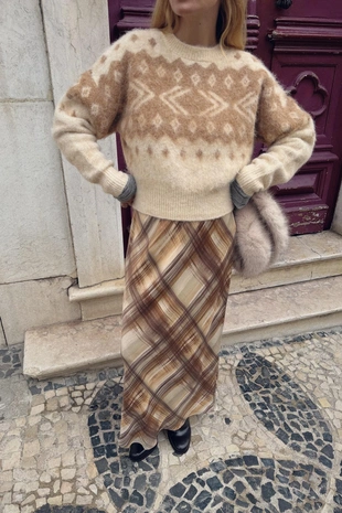 Жаккардовый свитер из трикотажа с эффектом ворса- Заказать в России