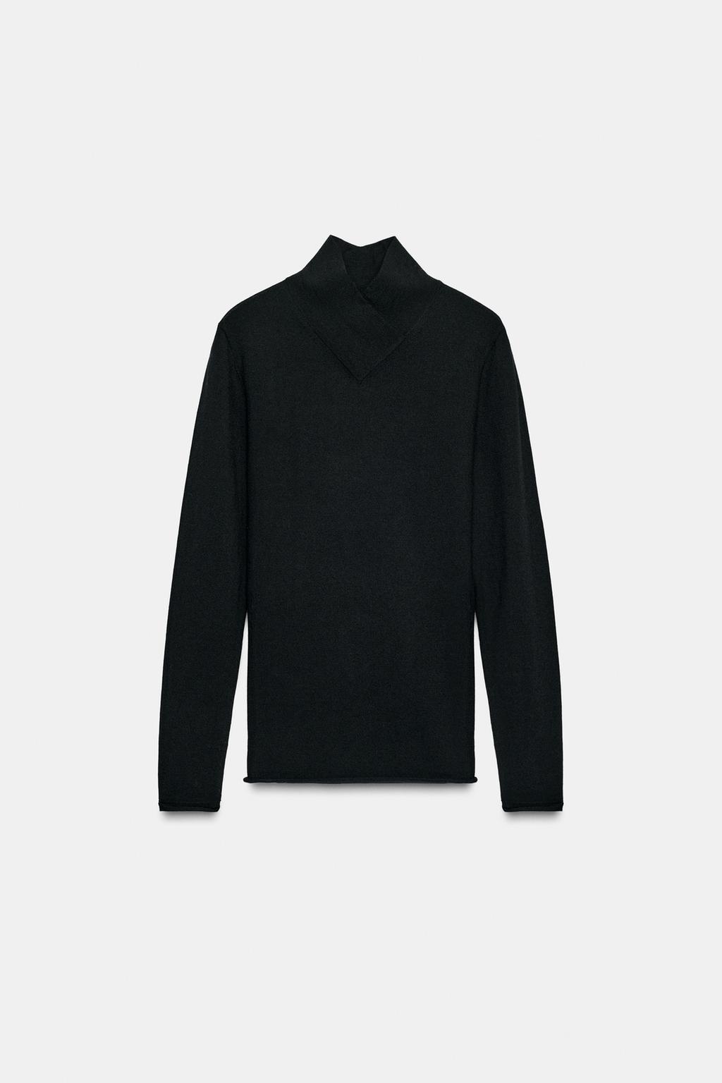 СВИТЕР ИЗ ШЕРСТИ С ВЫСОКИМ ВОРОТНИКОМ НАЗАПАХ