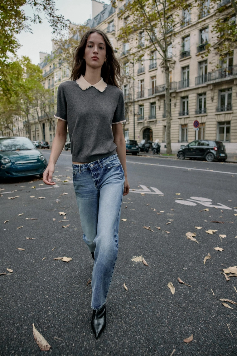 Поло-футболка с кружевными вставками