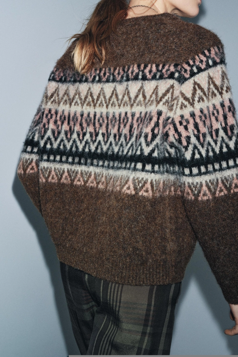 Джемпер из вязаного полотна с эффектом щетки jacquard