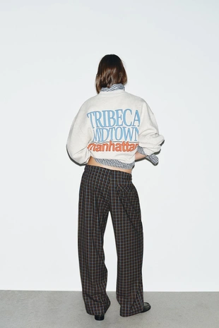 Брюки в пижамном стиле в клетку- Заказать в России