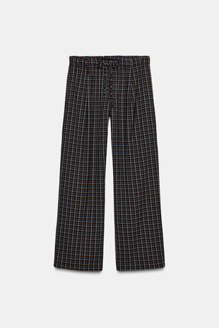 Брюки в пижамном стиле в клетку- Заказать в России