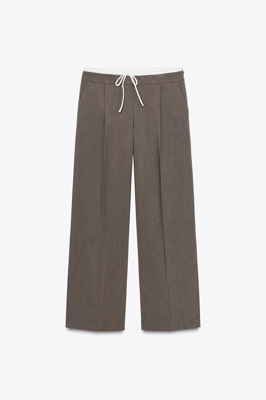 БРЮКИ С ШИРОКИМИ ШТАНИНАМИ И ДВОЙНЫМ ПОЯСОМ