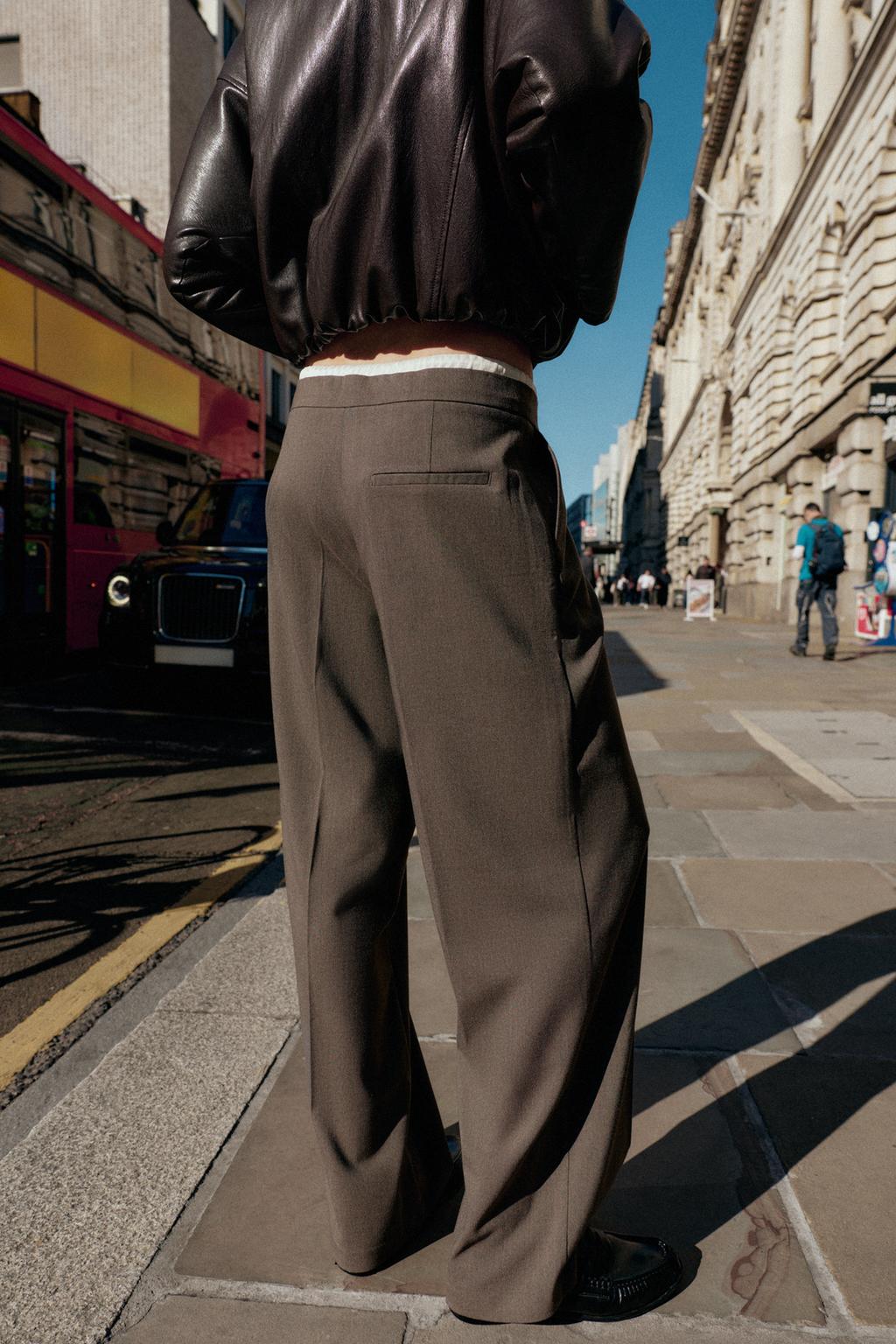 БРЮКИ С ШИРОКИМИ ШТАНИНАМИ И ДВОЙНЫМ ПОЯСОМ