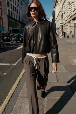 Купить Zara Брюки с широкими штанинами и двойным поясом