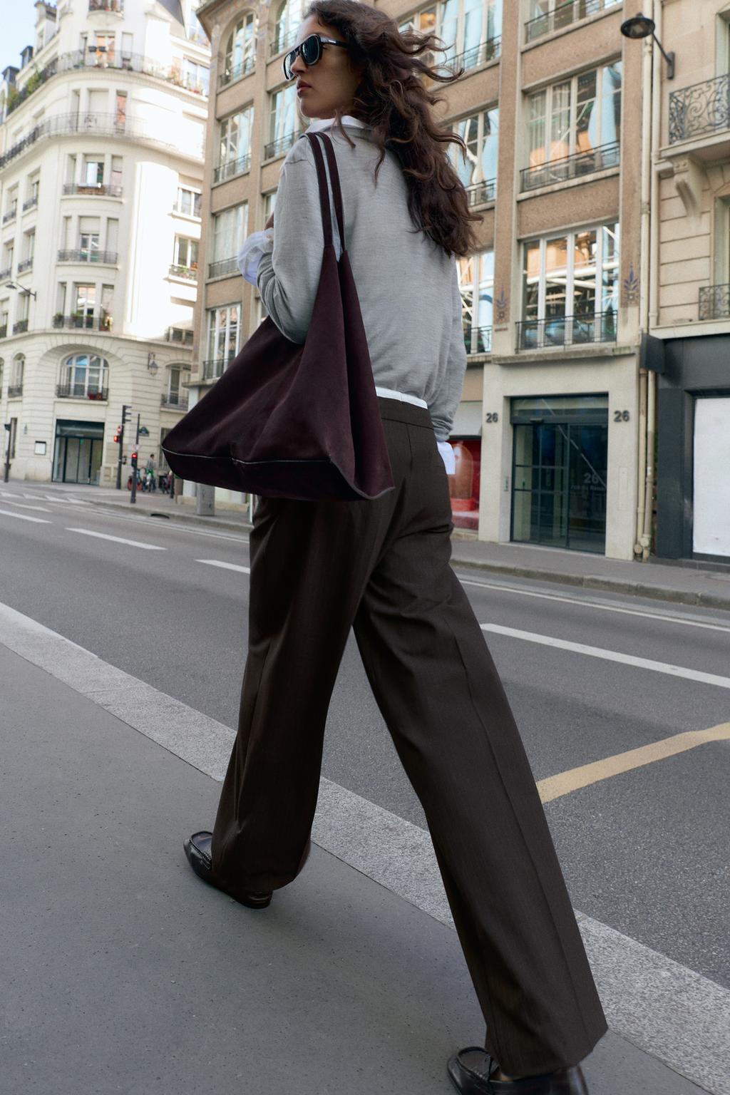 БРЮКИ С ШИРОКИМИ ШТАНИНАМИ И ДВОЙНЫМ ПОЯСОМ