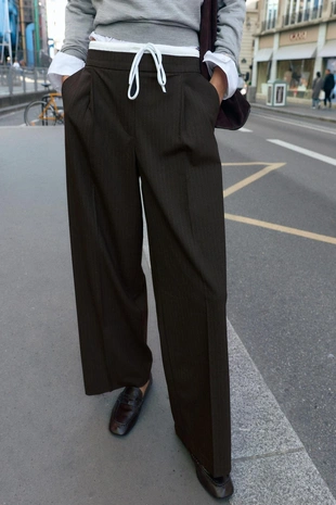 Купить Zara Брюки с широкими штанинами и двойным поясом